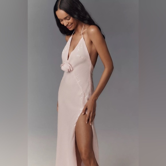 Anthropologie Bardot Aradia Sequin Halter Slip Dress Size 10 - Picture 2 of 4